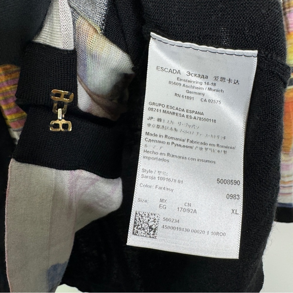 ESCADA Black Multicolor Cardigan XL - Picture 3 of 8
